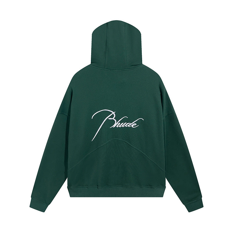 Rhude Hoodie Embroidered Loose-Fitting Hoodie Cardigan Sweater