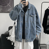 Denim Varsity Jacket Men's Denim Jacket Loose Jacket Versatile Casual Baseball Uniform