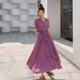 Mauve Dress High Waist Slimming Dress Summer Corset Long Skirt