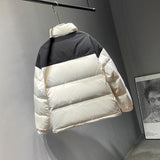 Women Winter Coats Puffer Jacket Down Coat Winter Loose Contrast Color Men's and Women's Same Stand Collar Coat