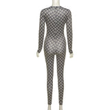 Summer Sexy Fashion Printed Long Sleeve Slim Casual Sports One-Piece Trousers For Women
