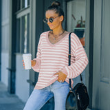 Women Fall Outfits Fall Winter Fashion V-neck Loose Slimming Sweater Pullover