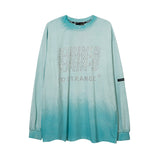 Mens Fall Outfits Letter Long Sleeve T-shirt Male and Female Couples Wear High Street Gradient Thin Sweater