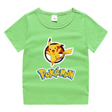 Children Pokemon Pikachu T Shirt Summer Short Sleeve Cotton Leisure Sports