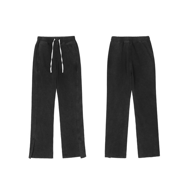 Mens Fall Outfits Autumn and Winter Trousers Washed and Worn Straight Casual Sports Pants High Street Sweatpants