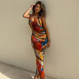 Nina Parker Graffiti Dress Backless Suspender Dress