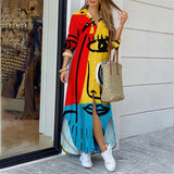 Nina Parker Graffiti Dress Fashion Long Sleeve Lining Dress