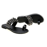 Women Open Toe Sandals Flats Summer Flat Flip-Flops Fashionable Sequins Beach Shoes