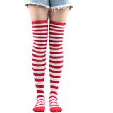 Winter Chunky Cable Thick Knit Thigh High Socks Long Stockings Boot Christmas Stockings Striped Hold-Ups Female Stockings