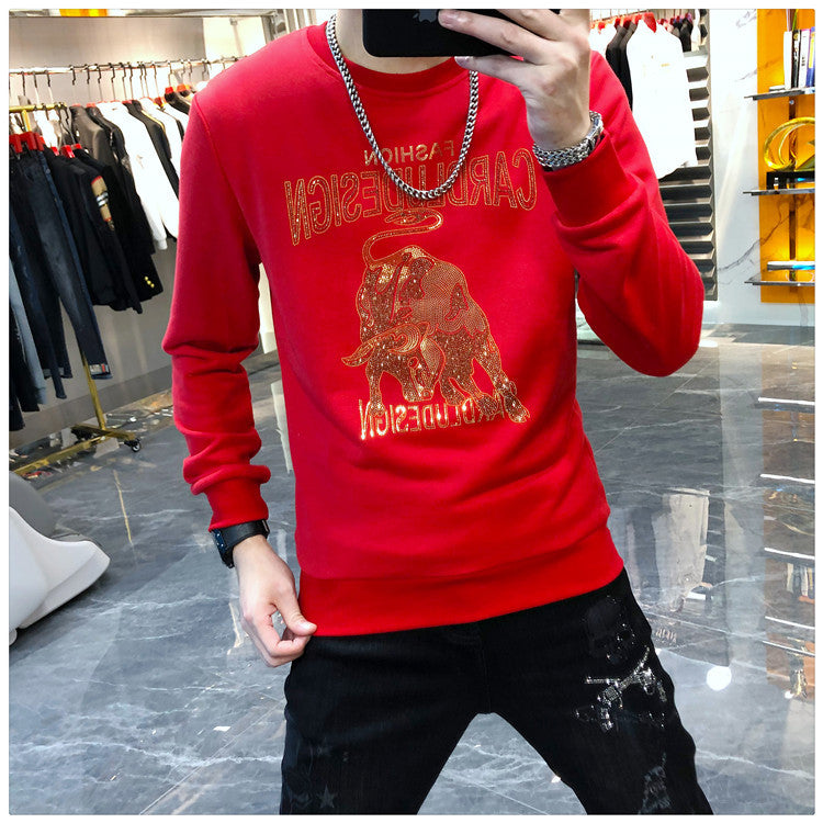 Men Sweatshirts Autumn Men's Pullover round Neck Long Sleeves Sweater