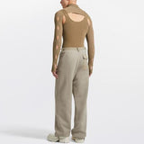 Men Rave T Shirt Sexy Cutout T-shirt Men 'S Slim Fit Casual Knitted