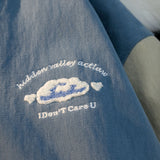 Baby Blue Varsity Jacket Baggy Coat Men and Women Autumn Baseball Uniform