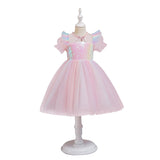 Toddler Girls Sequin Gown Dress Children 'S Clothing Girls' Rainbow Dress Middle And Big Children 'S Summer Gauze Dress