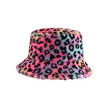 Leopard Fur Hat Cow Bucket Hat Women's Autumn and Winter Warm