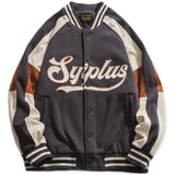 Varsity Jacket Vintage Autumn Baseball Uniform Campus Artistic Style Color Contrast Patchwork Jacket for Men
