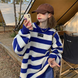 Preppy Aesthetic Sweater Autumn Sweater Women's Top Loose round Neck