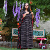 Nina Parker Black Dress Batwing Sleeve Gown Printed Dress Muslim Robe