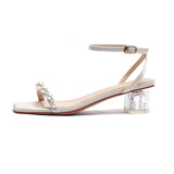 Nude Strappy Block Heels