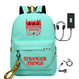 Stranger Things Hellfire Club Backpack Stranger Things Printed USB Backpack Student School Bag