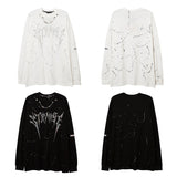 Mens Fall Outfits Autumn and Winter Letters Rhinestone High Street Bottoming Top Men's and Women's Loose Long-Sleeved T-shirt