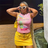 Music Festivals Rave Outfits Girls Tops Summer Women's Fashion round Neck Slim Fit
