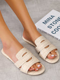 Women Open Toe Sandals Flats Summer Flat Bottom Slip-on Casual Slippers