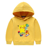 Children Pokemon Pikachu Hoodie Autumn and Winter Boys and Girls Children Fleece-Lined Long Sleeve