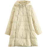 Women Winter Coats Puffer Jacket Down Coat Winter Loose and Warm New Fleece Mid-Length Zipper Hooded Sweater