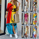 Nina Parker Graffiti Dress Fashion Long Sleeve Lining Dress