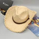 Cowgirl Hats Wide Brim Cowboy Hat Straw Flanging Hat Seaside Sunshade Sun Protection Hat