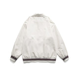 Beige Varsity Jacket Unisex Style Letter Embroidery Baseball Jacket Men's Coat