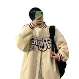 Cream Color Varsity Jacket Baseball Uniform Jacket Spring and Autumn Casual Jacket