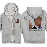 Let's Go Brandon Hoodie Pattern Unisex Thickened Hooded Zipper Sweatshirt