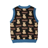 Men Sweater Vest Cartoon Bear Jacquard Sleeveless Sweater Vest Men's Loose V-neck Sweater Vest Coat