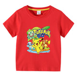 Children Pokemon Pikachu T Shirt Short Sleeve Cotton T-shirt Casual Sports