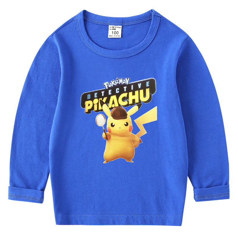 Children Pokemon Pikachu Hoodie Spring and Autumn Bottoming Shirt Boys' T-shirt