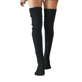 Winter Chunky Cable Thick Knit Thigh High Socks Long Stockings Boot Autumn Winter Knitted Socks Overknee Long Boot Bunching Socks