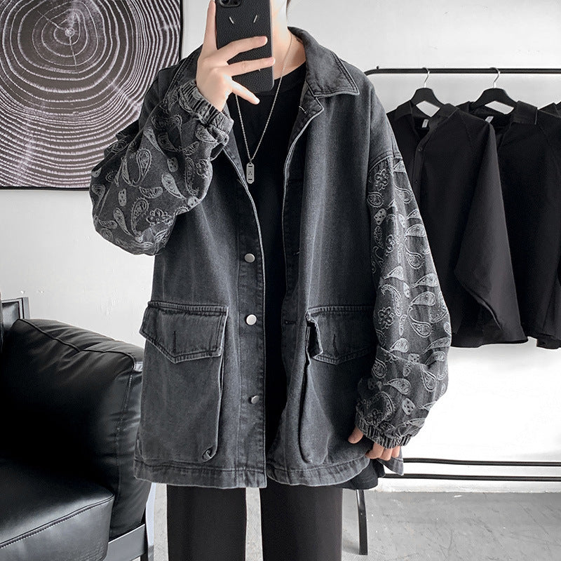 Men Denim Jacket Men's Spring and Autumn Loose Jacket Autumn