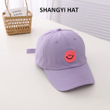 Smiley Face Cap Solid Color Embroidered Smiley Children's Baseball Cap
