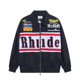 Rhude Hoodie Badge Embroidered Jacket Men's and Women's Jacket