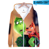 Grinch Hoodie 3d Printed Zipper Sweater