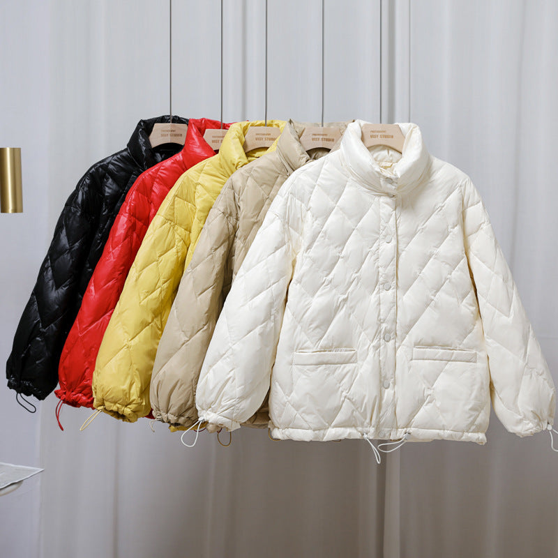 Women Winter Coats Puffer Jacket Down Coat Lightweight Down Jacket Women's Short Diamond Lattice Coat