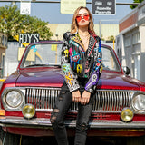 Punk Rock Jacket Pu Jacket Motorcycle Clothing Leather Coat for Women