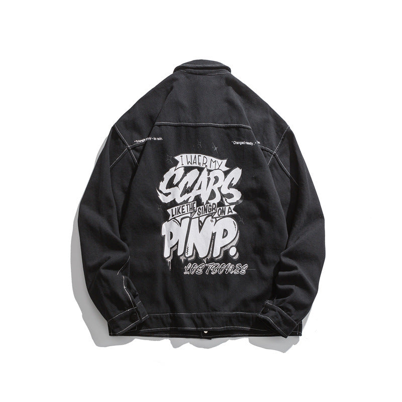 Black Varsity Jacket Autumn Jacket Men's Casual Thin Loose Top Coat