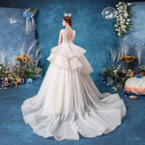 Women'S Evening Dress Ball Gown Princess Quinceanera Wedding Dresses Trailing Sexy Bridal Seascape Wedding Dress Princess Pettiskirt