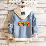 Comic Denim Jacket Dreamwastaken Man and Woman Cartoon Denim Coat Top