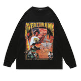 Mens Fall Outfits Rap Character Tupac Floral Print Long Sleeve Pullover Men's and Women's Oversize Loose Top