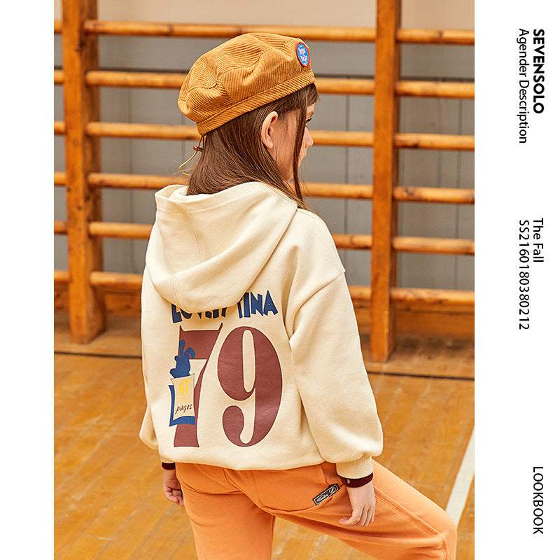 Sweater Spring and Autumn Children Korean Long Sleeve Little Girl Hooded Top Children Girl's Spring Clothes
