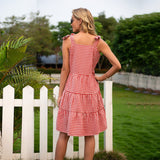 Gingham Dress Summer Fresh Sweet Dress Strap Type Dress