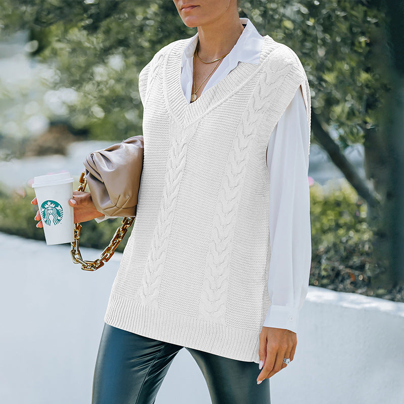 Women Fall Outfits Autumn and Winter Knitting Sleeveless Vest Sweater Vest for Women